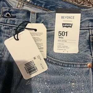 Levi's Light Blue Straight-Leg 501 '90s Jeans with Rhinestone Detail